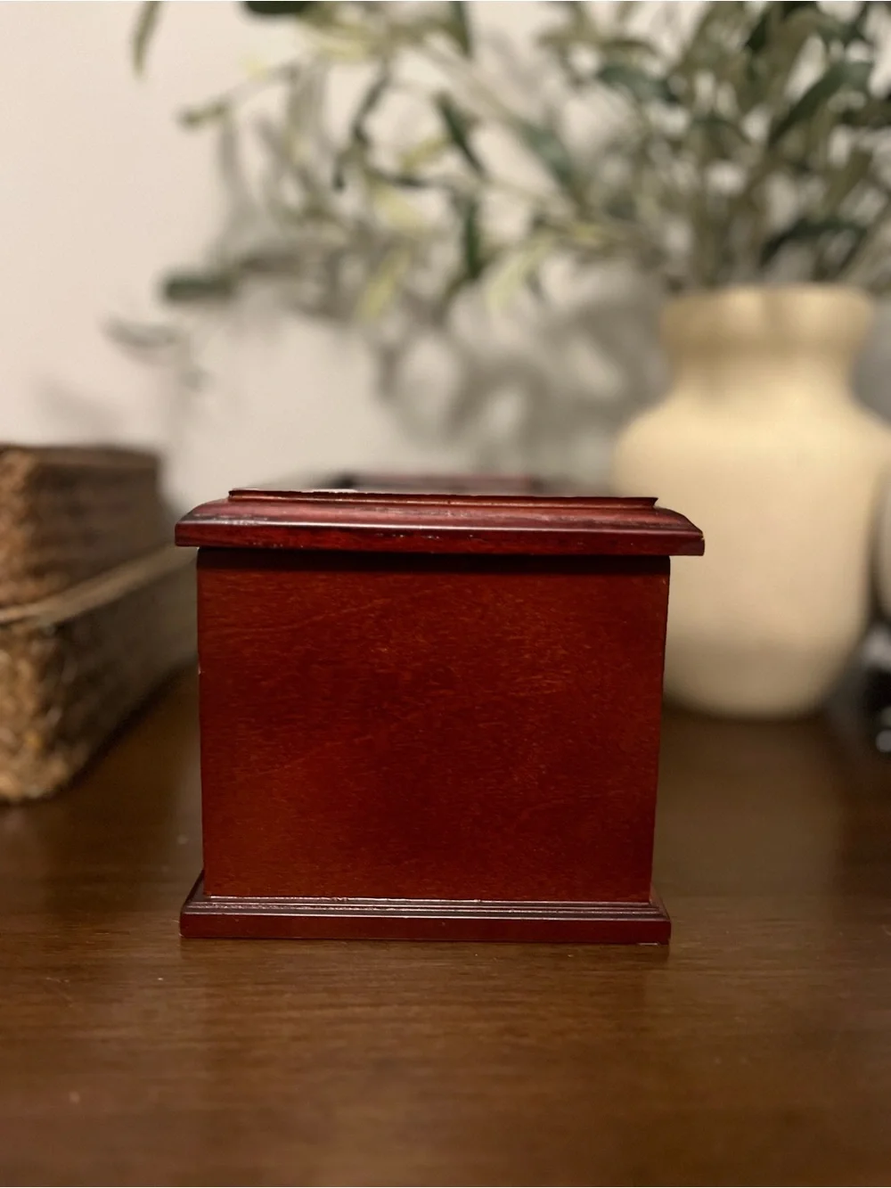 Croft and Barrow Jewelry Box with Floral Glass Inlay - Red Cherry